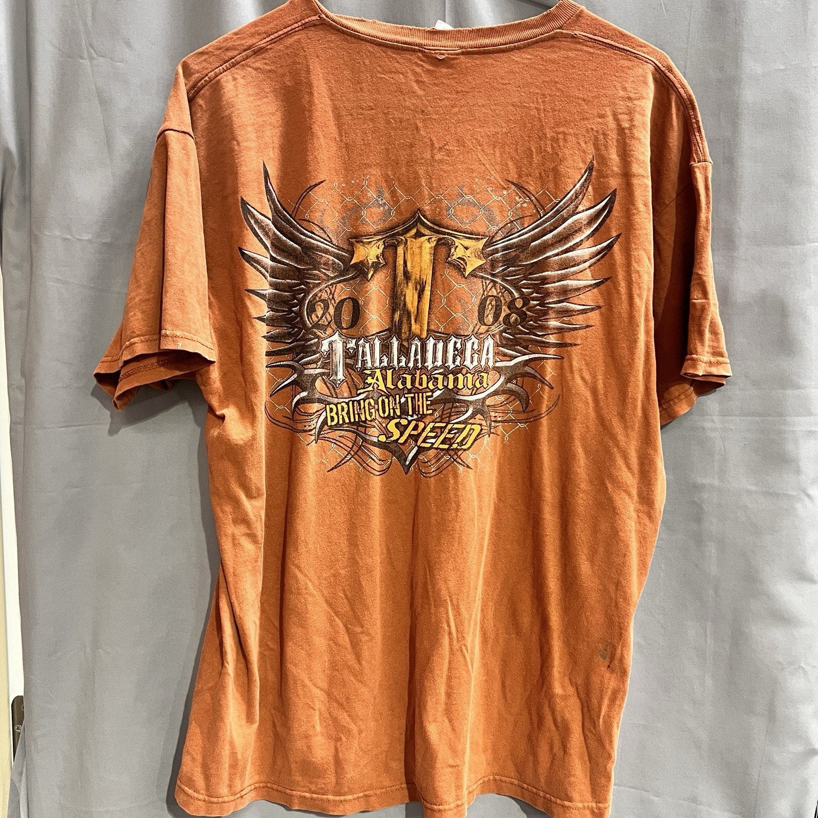 2008 Orange Vintage Graphic TShirt Nascar Talladega Alabama Size Xl Br2222